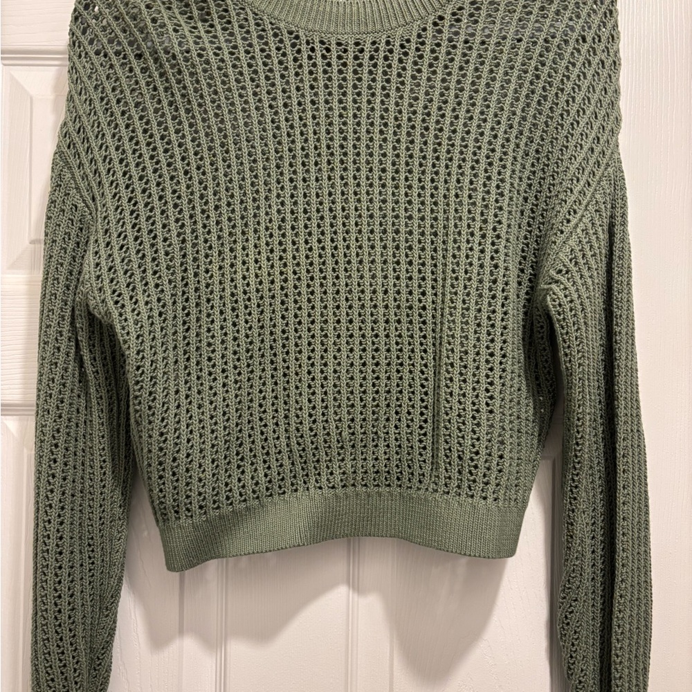Old Navy Sage Green Open-Knit Sweater